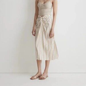 Madewell Desert Dune Stripe Twist-Front Sarong Midi Skirt Cottagecore Size 4 NWT